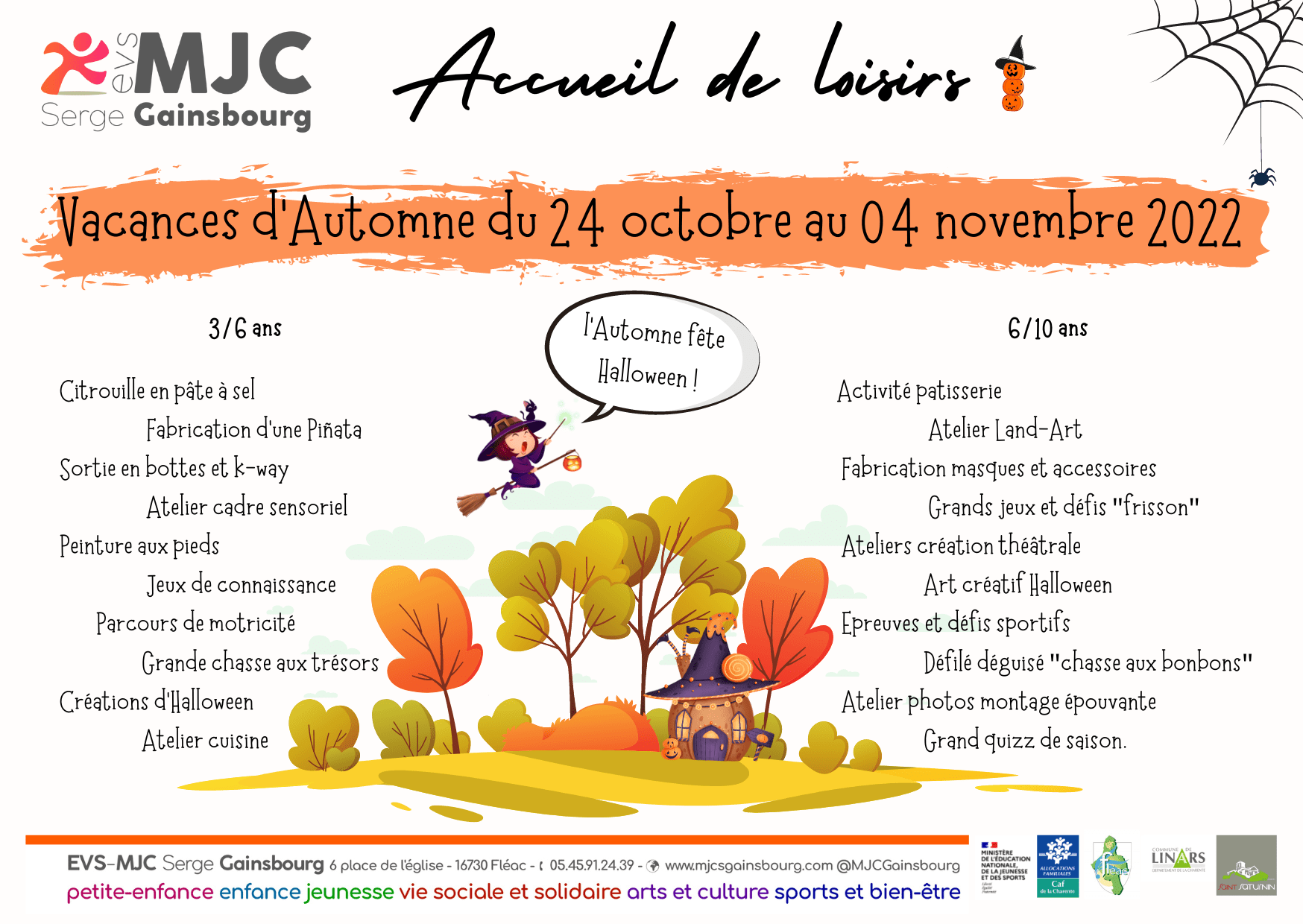 Programme Des Vacances D Automne L Accueil De Loisirs Evs Mjc Serge